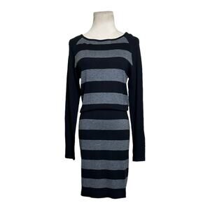 Tart black gray striped long sleeves sweater dress size Small